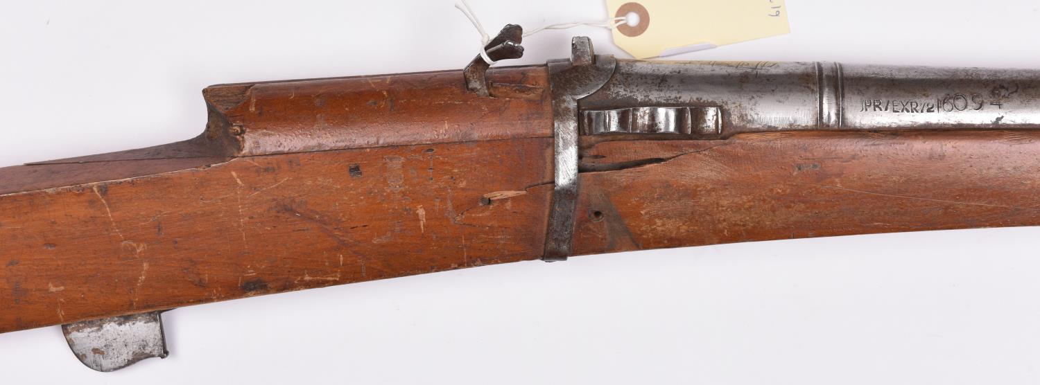 A 12 bore Indian matchlock rampart gun, 69” overall, barrel 50”, the breech with Jaipur arsenal - Image 2 of 2