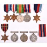 Four: 1939-45 star, F&G star, Defence, War, mounted as worn. WWII singles: 1939-45 star, Burma