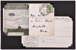 A postcard to commemorate the "First United Kingdom Aerial Post: In commemoration of the