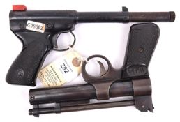 A pre-1958 .177” Webley Junior air pistol, number 2424, with adjustable rearsight and inspector's