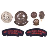 A bronzed WWI glengarry badge of the 15th CEF (48th Highlanders) and one matching collar; a