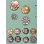 12 early Scottish buttons, including large flat 2nd or R.N. British D. c 1785 (some wear), large