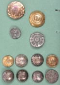 12 early Scottish buttons, including large flat 2nd or R.N. British D. c 1785 (some wear), large