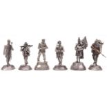 6 unpainted Stadden pewter military figures: “ Sergeant Retreat from Mons 1914”, “Gurkha Bren Gunner