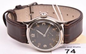 DH marked Zenith wristwatch. Serial D8398980H. Bright chrome plated case (refinished) 33mm not