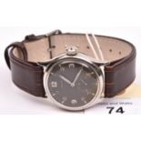 DH marked Zenith wristwatch. Serial D8398980H. Bright chrome plated case (refinished) 33mm not