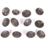 11 pre 1855 Scottish infantry OR's open back pewter buttons, diam 18-20mm: 21st, 71st and 74th, 72nd