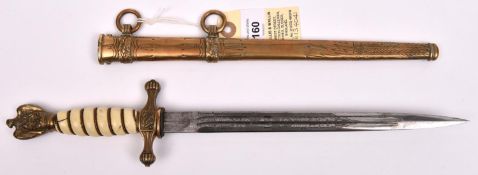 A Third Reich Naval officer's dagger, by E.u.F. Horster, the blade etched with entwined dolphins,