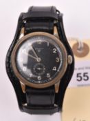 Wagner wristwatch. Serial 671348. Plated case, brushed finish, considerable wear to plating, 35mm