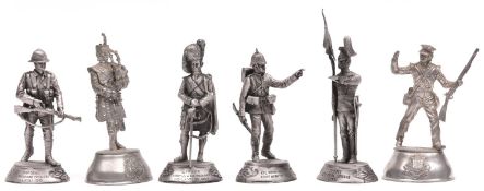 6 unpainted Stadden pewter military figures: Rifleman, East Surrey Regt. (31st & 7th Foot) Crimean