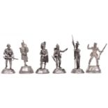 6 unpainted Stadden pewter military figures: Rifleman, East Surrey Regt. (31st & 7th Foot) Crimean