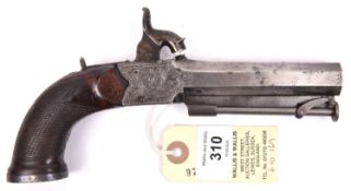 A 40 bore percussion boxlock sidehammer belt pistol by Blissett, 8” overall, octagonal barrel 3¾”