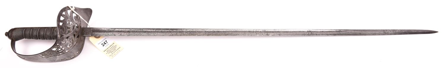 A Grenadier Guards officer's sword, slender, straight, fullered blade 32½”, by Wilkinson, no