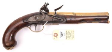 A brass barrelled “semi blunderbuss” pistol, c 1760, by Parr (John Parr of Liverpool), 13½” overall,
