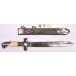 A Third Reich RAD Leader's dagger, by Alcoso, Solingen, with silver plated mounts and sheath. GC, (