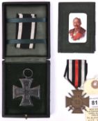 A 1914 Iron Cross 2nd class, in its fitted case with a length of ribbon; a 1914-18 Honour Cross with