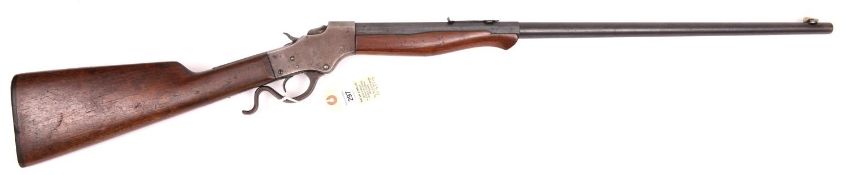 A .”25 “ 20” Stevens underlever falling-block Ideal Model 44 1/2” sporting rifle, half-octagonal