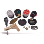 A quantity of re-enactment and other military equipment; US Military Academy shako, US Civil War