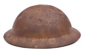 A WWI raw edge Brodie's pattern steel helmet, red painted black letter “Z” (Channel Islands ?),