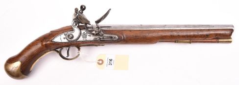 A .56” Tower long Sea Service flintlock belt pistol, 19½” overall, barrel 12” with Tower proofs, the