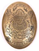 A brass oval SBP locally engraved with the Arms of Aberdeen and leopard supporters, one full face,