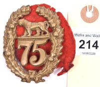 An OR's 1874 patt brass glengarry badge of The 75th (Stirlingshire) Regt (540), brass lugs. GC (