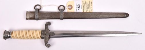 A Third Reich Army officer's dagger, by WKC, in its sheath. GC (hilt plating worn, rust marks to