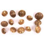 7 pre 1855 Scottish officers small gilt coatee buttons: R. Regt, 21st, 42nd, 71st, 72, 75th and
