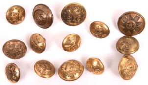 7 pre 1855 Scottish officers small gilt coatee buttons: R. Regt, 21st, 42nd, 71st, 72, 75th and