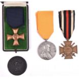 A 1916 “Iron for Gold” medallion; a Prussian 15 year Long Service medal, in a case; 1914-18 Honour