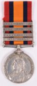 Q.S.A. 4 clasps CC, Trans, SA01, SA02 (4549 Pte E.C. Bacon 10th Rl Hussars) NVF