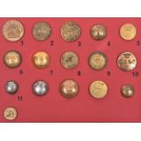 16 pre 1810 Scottish Volunteer gilt buttons: flat Dumbartonshire Vol Art large, do. very small, "Mid