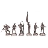 6 unpainted Stadden pewter military figures: “Private No.2 Dress 1984”,” Private Logistic Support