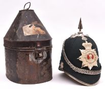 A good Vic officer's blue cloth spiked helmet of the 2nd Aberdeenshire Rifle Vols, silver plated top
