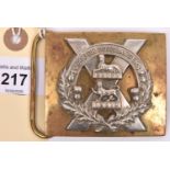 An officer's gilt and silver plated rectangular WBP of The Gordon Highlanders. Basically GC (gilt