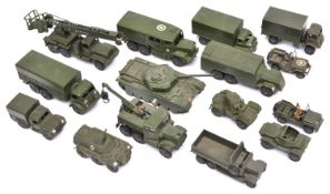 15 Dinky Military Toys. Centurion Tank, Foden 10-Ton Army Truck, Medium Artillery Tractor, Bedford