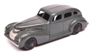 Dinky Toys 39 Series Chrysler Royal sedan (39e). An example in dark grey with black ridged wheels