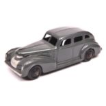 Dinky Toys 39 Series Chrysler Royal sedan (39e). An example in dark grey with black ridged wheels