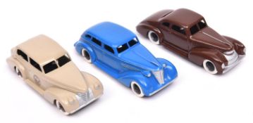 3 good white metal copy Dinky Toys 39 Series style Cars by P.P. Copy Models produced for MSMC (