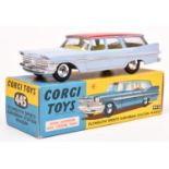 Corgi Toys Plymouth Sports Suburban Station Wagon (445). An example in lavender blue with red roof