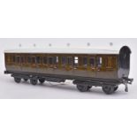A Bing Gauge One Southern Railway passenger coach. A bogie first class side-corridor coach, with