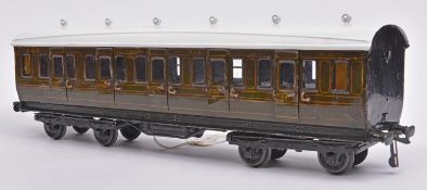 A Bing Gauge One Southern Railway passenger coach. A bogie first class side-corridor coach, with