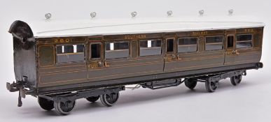 A Bing Gauge One Southern Railway passenger coach. A bogie first class side-corridor coach, with