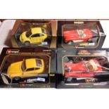 6 Bburago 1:18 scale cars. Porsche 911 Carrera (1993) in yellow. Volkswagen 'New' Beetle (1998),