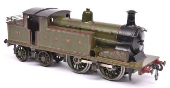 A Gauge One railway Bing LSWR Class M7 0-4-4T locomotive, 109. For 3-rail running and finished in