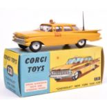 Corgi Toys 'Chevrolet' New York TAXI Cab (221). First version in deep yellow with red interior, TAXI