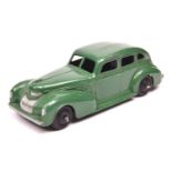 Dinky Toys 39 Series Chrysler Royal sedan (39e). An example in dark green with black ridged wheels