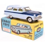 Corgi Toys Ford Zephyr Estate car (424). Example in lavender blue and deep blue, example with yellow