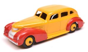 A fine Dinky Toys 39 Series Chrysler Royal sedan (39e). A U.S. export example in deep yellow and red