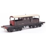 An O gauge railway 7mm finescale kit built SR 25-ton bogie Goods Brake Van. S6282, in dark brown